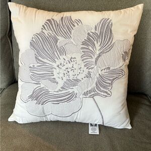 Anne Klein embroidered pillow, 17 by 17 inches